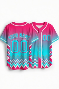 เสื้อเบสบอลแบบไล่เฉดสีนีออนแบบกำหนดเอง สีดำ สีเขียว ลายเชฟรอน ปักชื่อและหมายเลขได้ตามต้องการ ติดกระดุมทั้งตัว ชุดยูนิฟอร์มทีม - Product Image 4