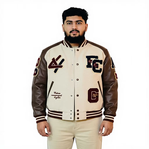 Chaqueta Universitaria Varsity de Alta Calidad de Fabricante OEM, Parches Bordados Personalizados, Mangas de Cuero, Chaqueta de Invierno para Hombre - Product Image 1