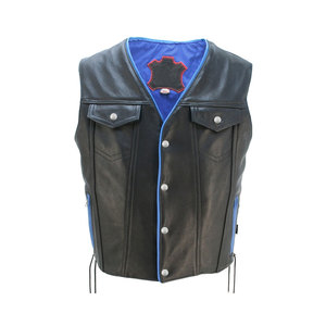 Veste en cuir pour motards à multiples poches pour hommes, veste sans manches pour la conduite à moto, cuir véritable, fabrication sur mesure, vente en gros - Product Image 1
