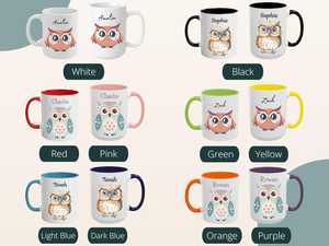 แก้วกาแฟเซรามิกสีขาวขนาด 11 ออนซ์ น่ารัก ลายพิมพ์แบบซับลิเมชั่น พร้อมชื่อสั่งทำ ลายรูปนกฮูก ใช้กับเครื่องล้างจานได้ เหมาะสำหรับใช้ที่บ้าน ที่ทำงาน หรือเป็นของขวัญ - Product Image 6