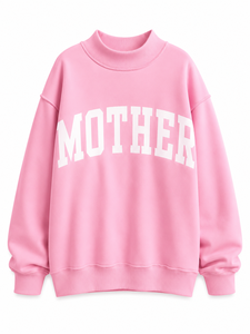 เสื้อสเวตเชิ้ต MOTHER สีชมพู คอกลมทรงโอเวอร์ไซส์ พิมพ์ลายตัวอักษร แขนยาว ผ้าถัก คอเต่า สำหรับผู้หญิง ใส่ได้ในฤดูใบไม้ร่วง - Product Image 1