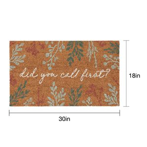 Tapis en fibre de coco floral 18x30 pour extérieur - Avez-vous appelé d'abord ? Paillasson de qualité supérieure pour usage intérieur et extérieur - Product Image 2
