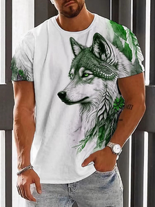 T-shirt pour homme, nouveau design, imprimé en 3D avec motif de loup, été, décontracté, coupe régulière, confortable, manches courtes, tricoté - Product Image 2