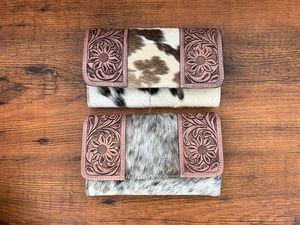 กระเป๋าสตางค์หนังวัวแท้สำหรับผู้หญิงทำมือแบบตะวันตกมีหนังวัวแท้ - Product Image 3