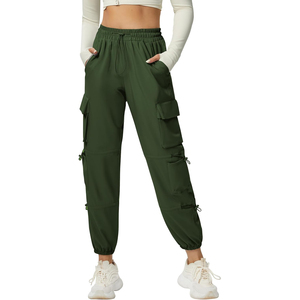 Women Winter Fleece Cargo Pants Thickened Elastic Waist Workwear Style <b>Warm</b> Loose Fit Large Size Pocket Trousers Vintage Pants - Product Image 2