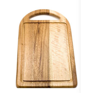 Planche à découper en bois d'acacia écologique avec poignée et rainure pour jus, durable, pour la préparation et le service en cuisine (vente en gros) - Product Image 1