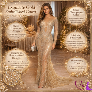 ชุดราตรีทรงเมอร์เมดประดับประดาหรูหรา |   ชุดเดรสทรงเข้ารูปประดับลูกปัดสีนู้ดอิลลูชั่น |   ชุดเดรสออกงานแขนยาวสำหรับผู้หญิง ดีไซน์เนอร์ E - Product Image 6