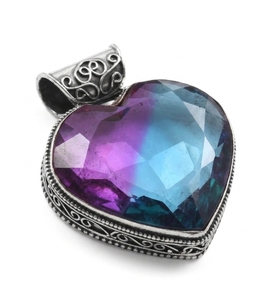 Gemstone Heart Shaped Pendant Gemstone Wedding Gift for Her Engagement Wholesale Tourmaline Glass German <b>silver</b> <b>Top</b> Quality - Product Image 3