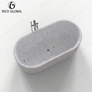Bañera Moderna de Lujo Independiente de Mármol Blanco Carrara, Accesorio de Baño con Diseño Elegante - Product Image 5