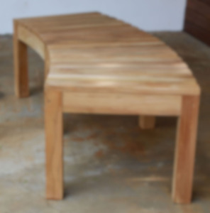 Banc de patio moderne en teck massif courbé 2 places pour extérieur - Product Image 3