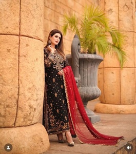 Salwar Kameez indien pakistanais de créateur, robe de Bollywood, tenue de soirée, costume de mariage, broderie de paillettes, léger, 3 pièces - Product Image 4