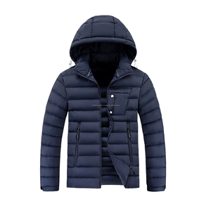 Chaqueta con capucha de invierno de algodón con costilla de nailon 50D de alta calidad para hombre, prendas de vestir con cremallera y soporte informales disponibles - Product Image 4