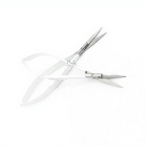 Silver Blade White Powder Coated New Brow Scissors Stainless Steel Spring Scissors Beauty <b>Tools</b> Sustainable - Product Image 3
