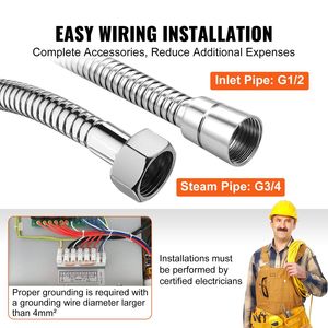 Generatore di Vapore per Doccia da 15 kW con Timer 24h, Drenaggio Automatico, Riscaldamento a Segmenti, Temperatura Personalizzabile, Timer 24h per Kit Bagno - Product Image 5