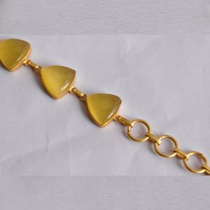 Bracelet en laiton plaqué or géométrique avec pierres de quartz rose, chaîne à maillons pour femmes, style classique, bijoux - Product Image 2