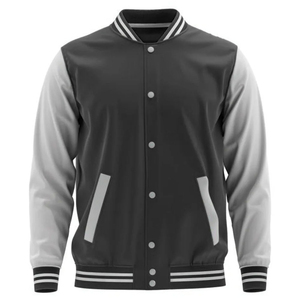 เสื้อแจ็คเก็ตเบสบอลทีมโรงเรียน Letterman สีดำ ทำจากผ้าขนสัตว์ แขนหนังแท้ กันน้ำ ระบายอากาศ กันลม - Product Image 2