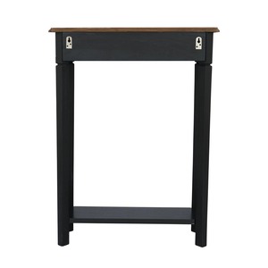 <b>Small</b> Two Tone Modern Iron Console Table Black Finish with Single <b>Drawer</b> and Bottom Shelf for Entryway and Hotel Use - Product Image 1