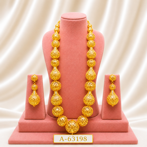 Vintage Style Gold Necklace Set – Multi Layer Bridal Jewelry with Matching Earrings & <b>Ring</b> A-63215 - Product Image 6