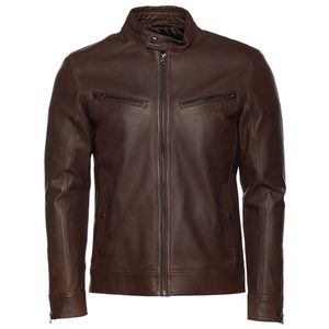 High Quality Formal Leather <b>Jackets</b> with Stand Collar Front Logo Placement - Product Image 4