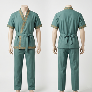 Uniforme de Salón de Belleza y Spa de Primera Calidad, 180 GSM, Polialgodón con Spandex, Cuello en V, con Logotipo Bordado Personalizado - Product Image 4