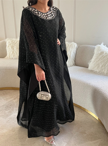 Wholesale Ethnic Wedding Evening Party Wear <b>Kaftan</b> Long Sleeve Floor Length Lightweight Plus Size Polyester Handmade <b>Sequined</b> - Product Image 4