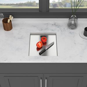 อ่างล้างจานครัวสแตนเลสแบบฝังใต้เคาน์เตอร์ ขนาด 15 นิ้ว 1 ช่อง หนา 16 เกจ พร้อมก๊อกน้ำพับได้ ขนาด 15*17 นิ้ว - Product Image 2