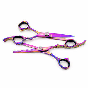 Tijeras de Peluquería Profesionales de Acero Inoxidable Rosa Arcoíris Premium y Tijeras de Entresacar para Corte y Peinado de Precisión - Product Image 1