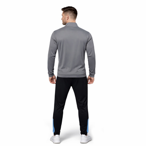 ชุดวอร์มผู้ชายสีเทา เสื้อแจ็คเก็ตและกางเกงจ็อกเกอร์สีดำ ทรงเข้ารูป ชุดกีฬาออกกำลังกาย รับทำโลโก้ OEM - Product Image 4