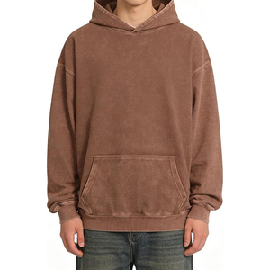 เสื้อฮู้ดดี้สีม่วงฟอกยีนส์ สไตล์วินเทจ สตรีทแวร์ ผ้าคอตตอนหนานุ่ม ทรงโอเวอร์ไซส์ แต่งดีเทลขาดๆ สำหรับผู้ชาย - Product Image 6