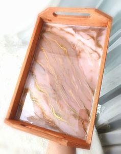 NEHA ENTERPRISES NE-165 Handmade Wood Enamel Coated Modern Eco-Friendly Meal Tray Snack Serving <b>Platter</b> Food Presentation Board - Product Image 4