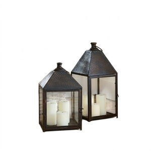 <b>Set</b> Of 2 Decorative Christmas Hanging <b>Lanterns</b> Black Metal Candle Holder With Candle Vintage Tabletop Home Decor Indoor Outdoor - Product Image 2