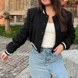 Veste en cuir courte à manches longues boutonnée pour femme, style universitaire, légère et décontractée - Product Image 5