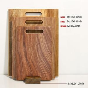 Planche à découper rectangulaire en bois d'acacia de qualité supérieure avec rainure pour les jus, épaisse, durable, compatible couteaux, idéale pour la préparation et le service - Product Image 6