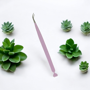 Pince à épiler incurvée d'extension de cils en acier inoxydable finition impression diamant Design coeur - Product Image 3