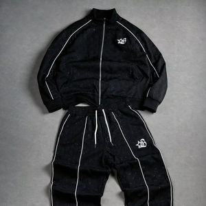 Ensemble survêtement streetwear personnalisé unisexe grande taille, veste et pantalon d'hiver légers avec motif ciel étoilé - Product Image 1