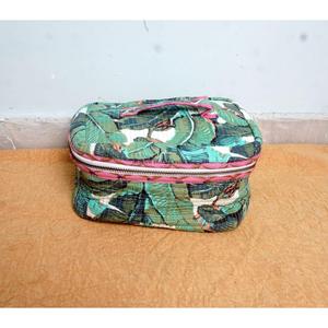 Elegant Handcrafted 3pc Quilted Vanity Pouch Set Organic Cotton Floral Motifs Water-Resistant Lining Multipurpose Storage Bags - Product Image 3
