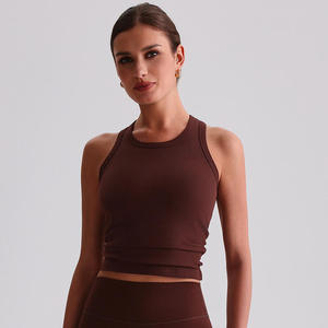 Débardeur pour femme en coton et bambou tissé noir, respirant, écologique, col rond, couleur unie, coupe courte, longueur normale, style minimaliste - Product Image 2
