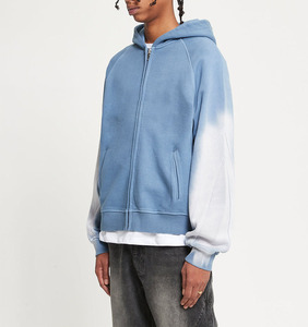 Sudadera con capucha unisex con cremallera, teñido degradado, corte holgado, de algodón suave y forro polar transpirable, estilo digital para un estilo de vida activo. - Product Image 5