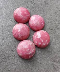 พลอยทูลไลท์ธรรมชาติทรงกลมแบบคาโบชอง สีชมพู ด้านหลังแบน ขนาดปรับเทียบแล้ว สำหรับทำเครื่องประดับ พลอยหลวม คริสตัลบำบัด - Product Image 4