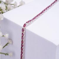 Bracelet jonc tennis vintage de luxe pour femme en argent sterling 925 plaqué or 18 carats avec saphir rose naturel, pierre de naissance de septembre, certifié IGI