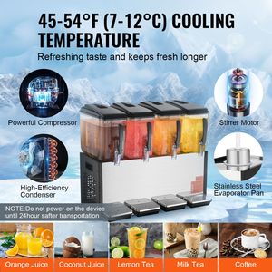 Distributore di Bevande Commerciale in Acciaio Inox a 4 Serbatoi, 12 L/12,7 QT per Serbatoio, Macchina per Tè Freddo da 510W per Feste - Product Image 3