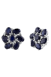 Pendientes de Diamante y Zafiro Azul en Plata de Ley 92.5 KLST-30628 - Product Image 2