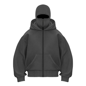 Sudadera con Capucha Balaclava Unisex Personalizada de Algodón, Sudadera Térmica de Invierno de Alta Calidad con Cierre Completo, Estilo Urbano con Impresión Digital para Hombre - Product Image 1