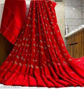 Sari en tissu imprimé pour femmes, 6,30 mètres, avec des pièces bleues en stock - Product Image 4