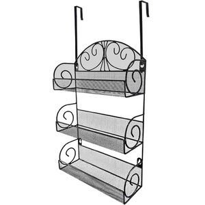 Stainless Steel Metal Set Of 2 Unique Shaped Shinny Polished glass, spice <b>rack</b> <b>Storage</b> Shelve Wall Mounted - Product Image 3