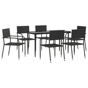 Set da pranzo da giardino elegante Set da 7 pezzi in Rattan nero e acciaio - Product Image 2