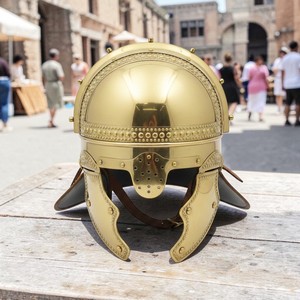 หมวกนักรบเทมพลาร์ยุคกลาง หมวกเกราะนักรบเทมพลาร์ ของตกแต่งบ้านและสำนักงานทำจากโลหะเหล็กโบราณ - Product Image 5