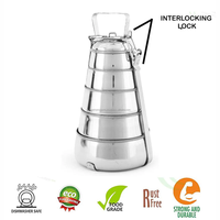Ensemble de 4 boîtes à lunch pyramidales en acier inoxydable, boîte à repas de voyage familiale, étanche, avec clip de verrouillage, passe au lave-vaisselle, capacité de 4250 ml, 4 pièces