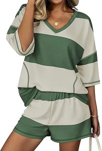 <b>Two</b> <b>Piece</b> <b>Sets</b> for Women Summer <b>Lounge</b> <b>Sets</b> 2026 Striped Shirts and Shorts <b>Set</b> Oversized Matching Outfit - Product Image 5