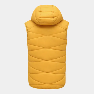 Chaleco Acolchado con Capucha para Hombre, Color Sólido, Cierre de Cremallera, Resistente al Viento, Ropa Exterior Informal, Largo Regular, 100% Poliéster - Product Image 6